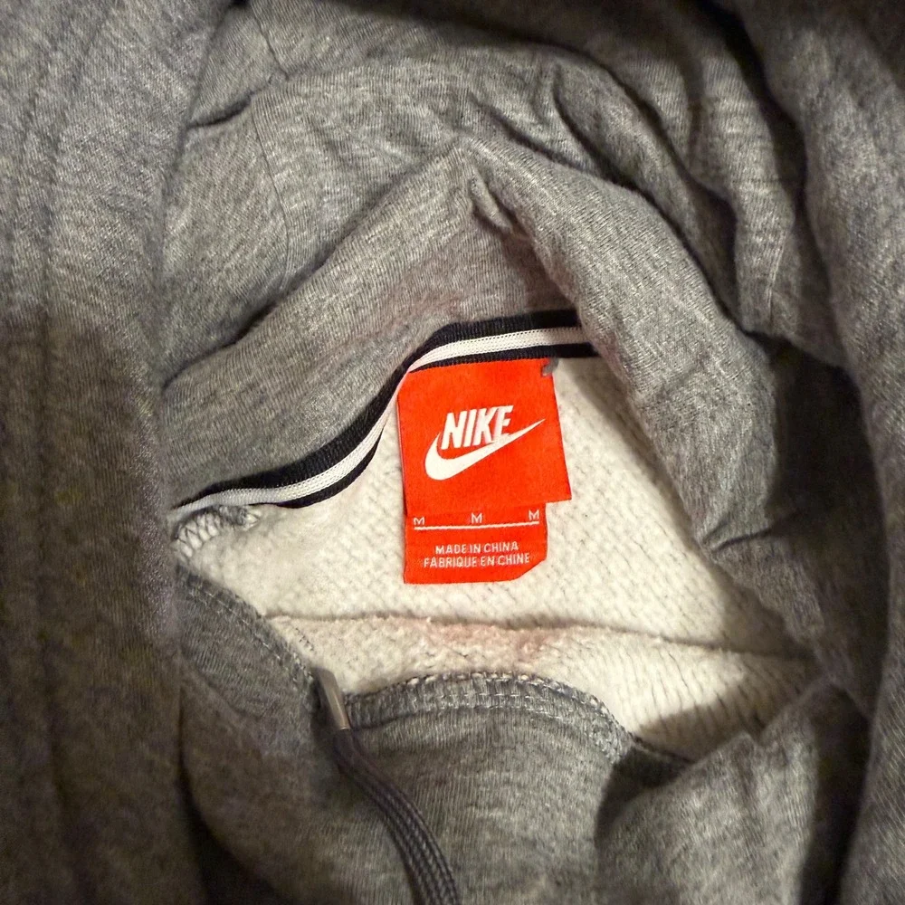 Nike Women Gray Hoodie Sweatshirt‎ Gold Mosaic Logo Pullover Cowl Neck Size M